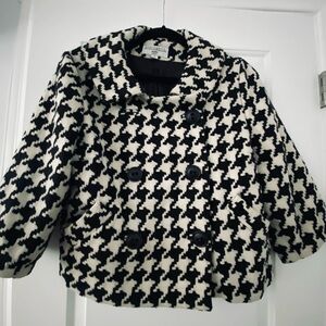 Black and white hounds tooth cropped jacket